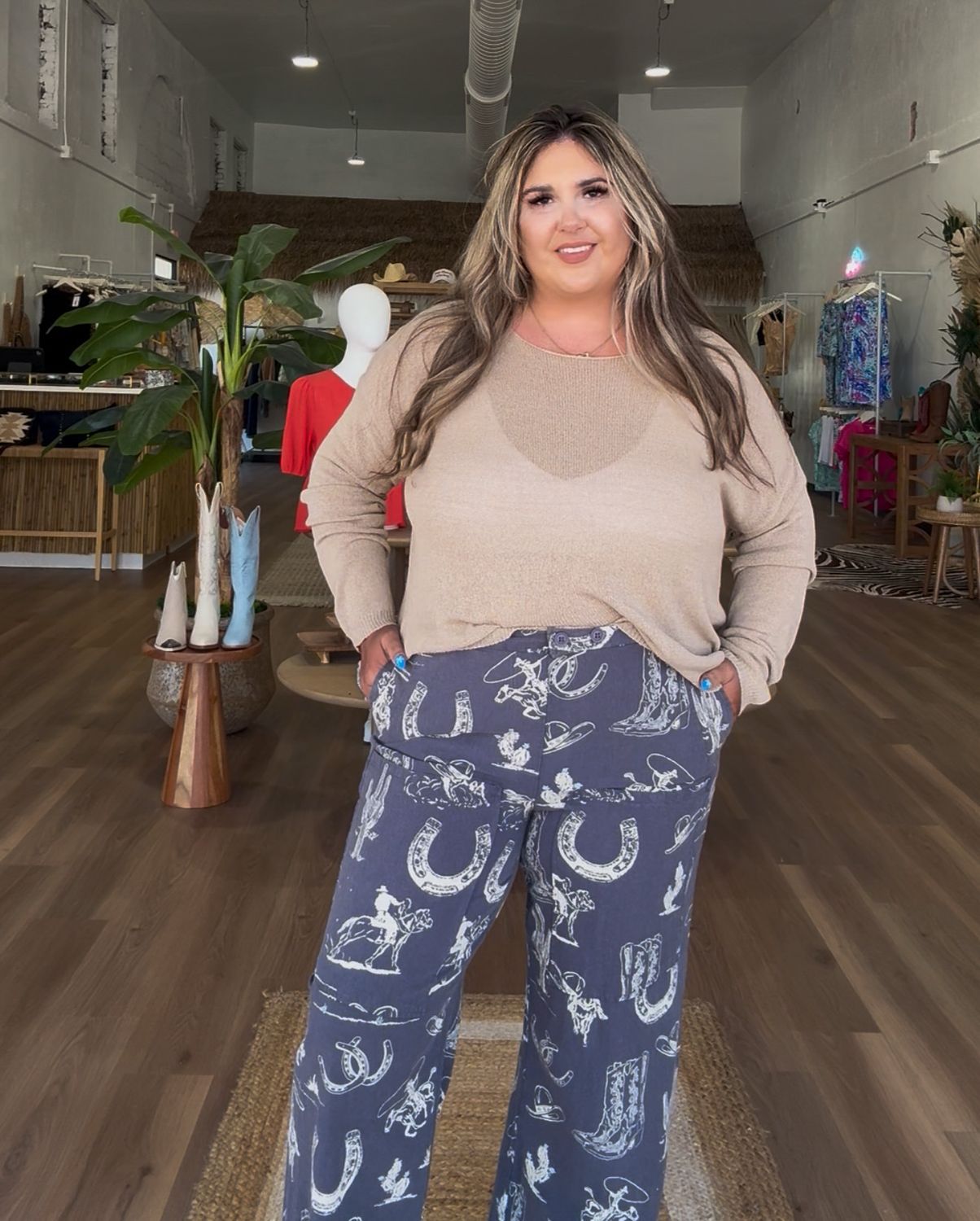 Western Print Pants