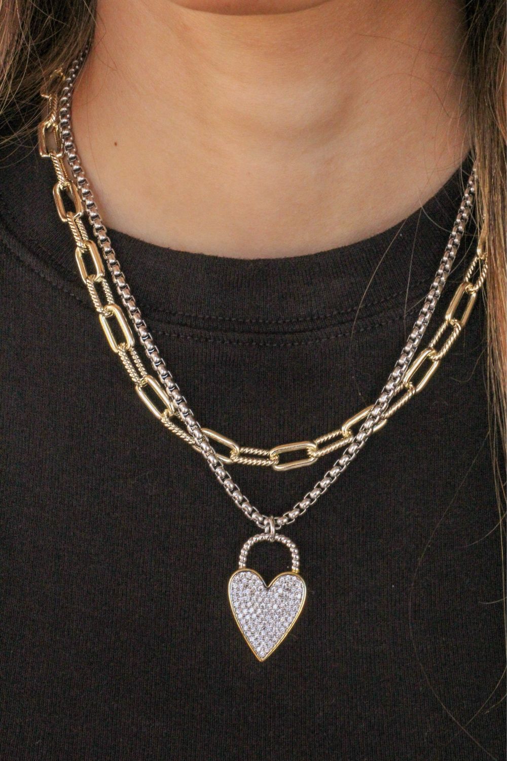 Mixed Metal Heart Necklace