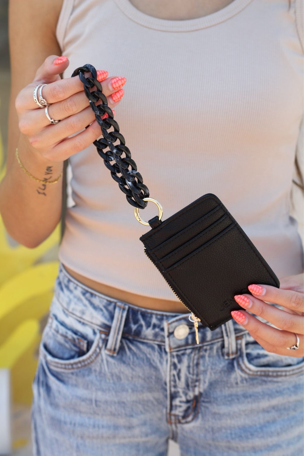 Card Case Wristlet, Colour: Black