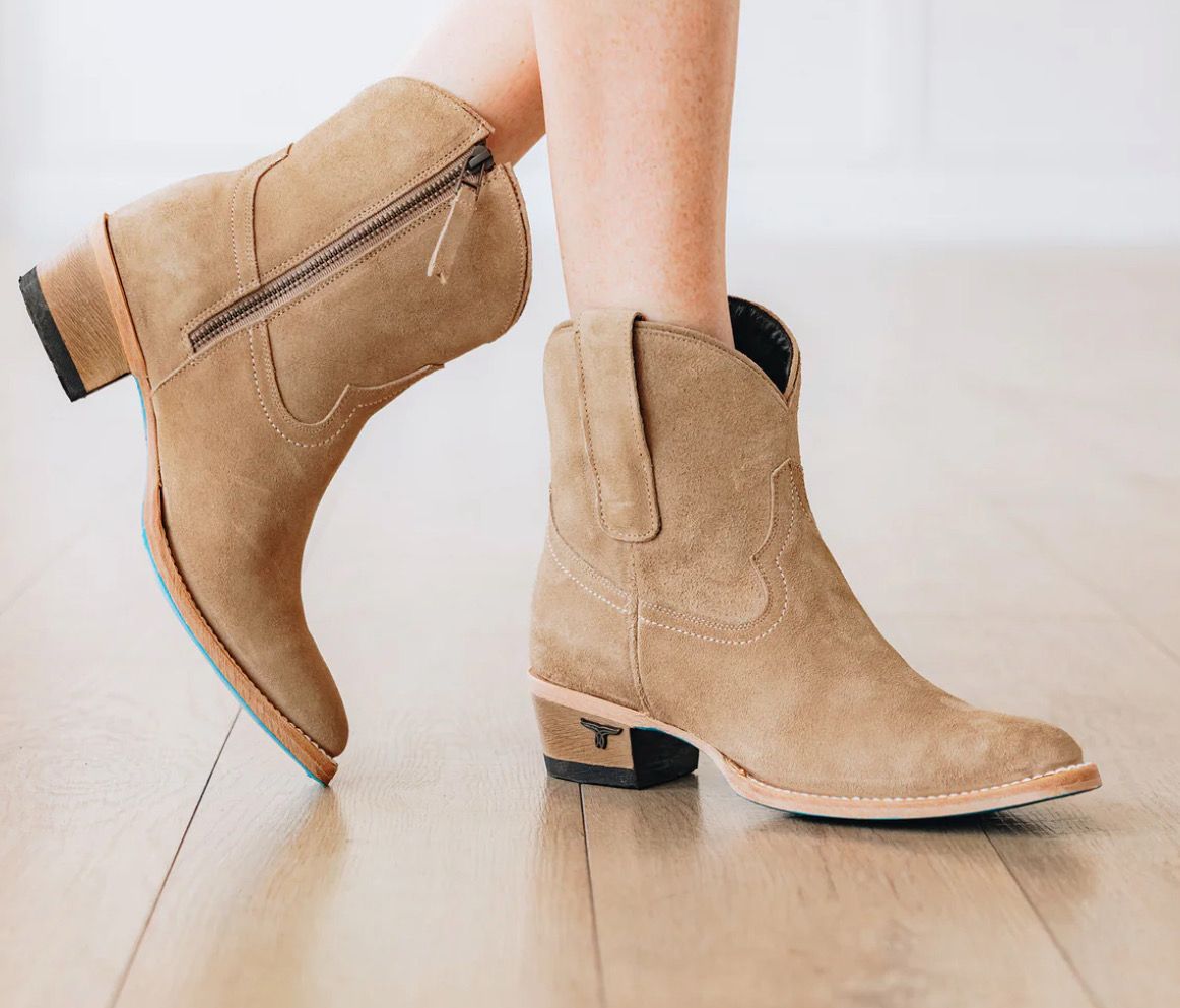 Plain Jane Bootie - Latte Suede