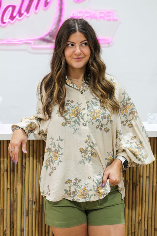 Honeysuckle Button Up Top