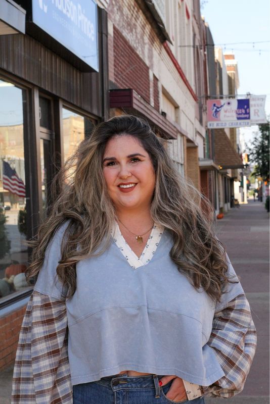 Plaid &amp; Floral Top
