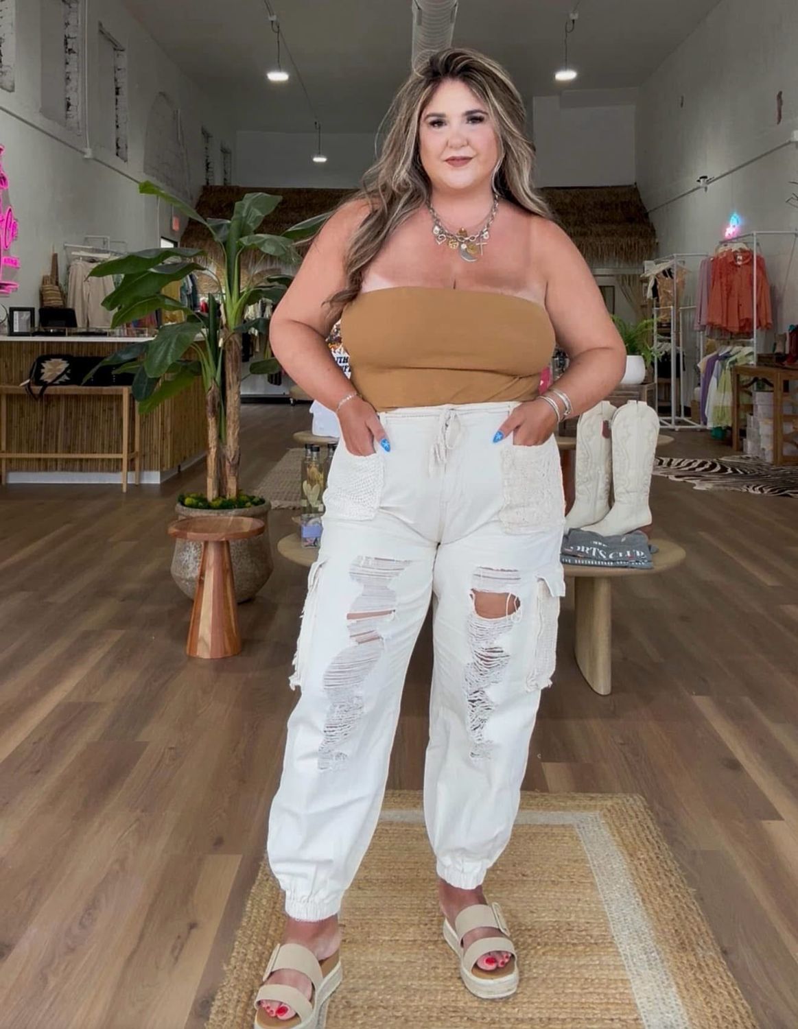 Oatmilk Distressed Joggers