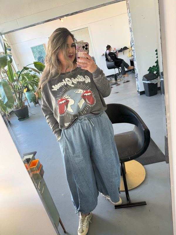 Denim Wide Barrel Pants