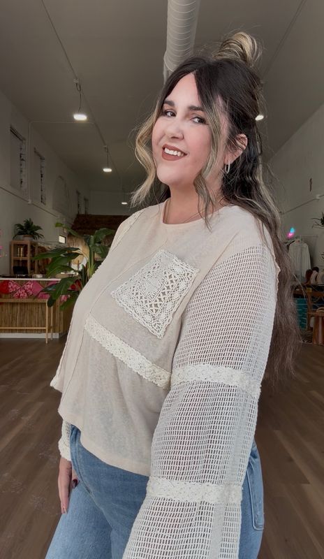 Crochet Sleeve Knit Top
