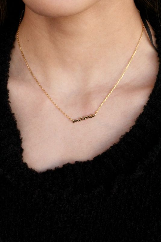 Dainty Mama Script Necklace