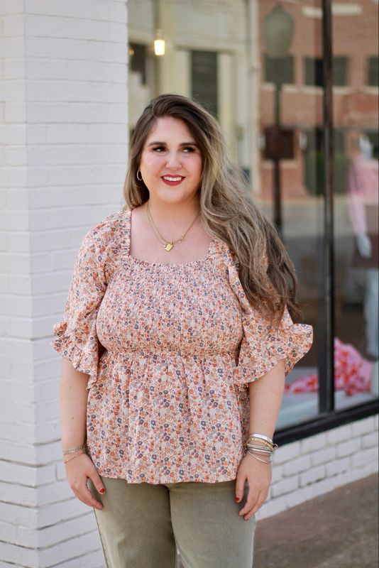 Floral Smocked Babydoll Top