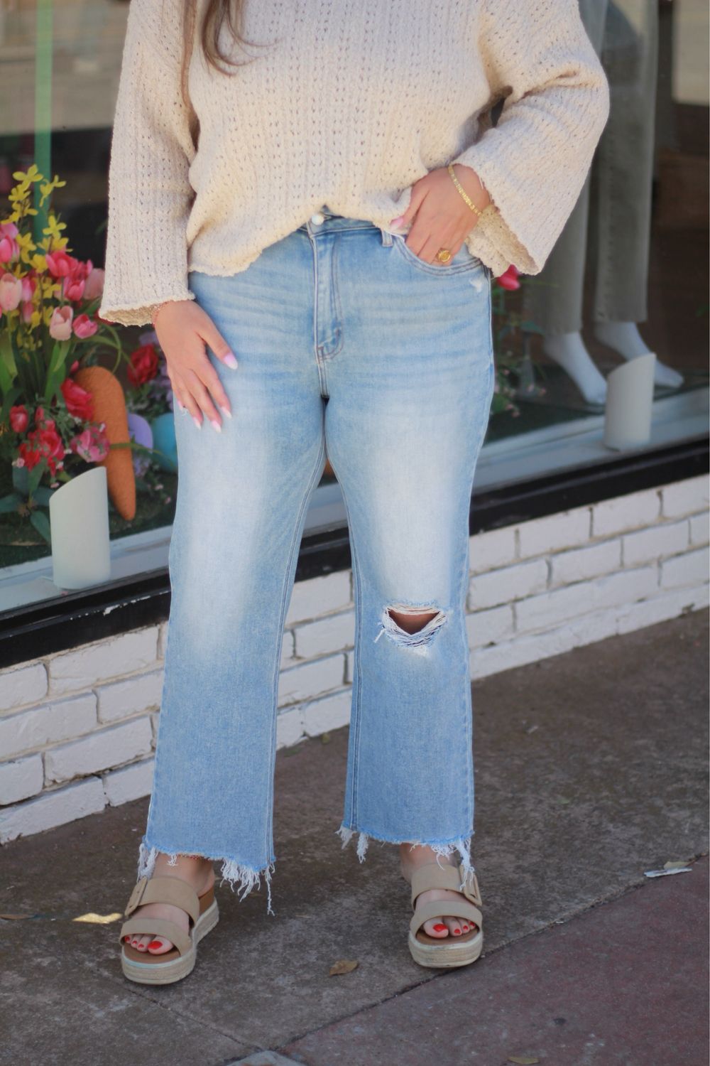 High Rise Slim Wide Jeans