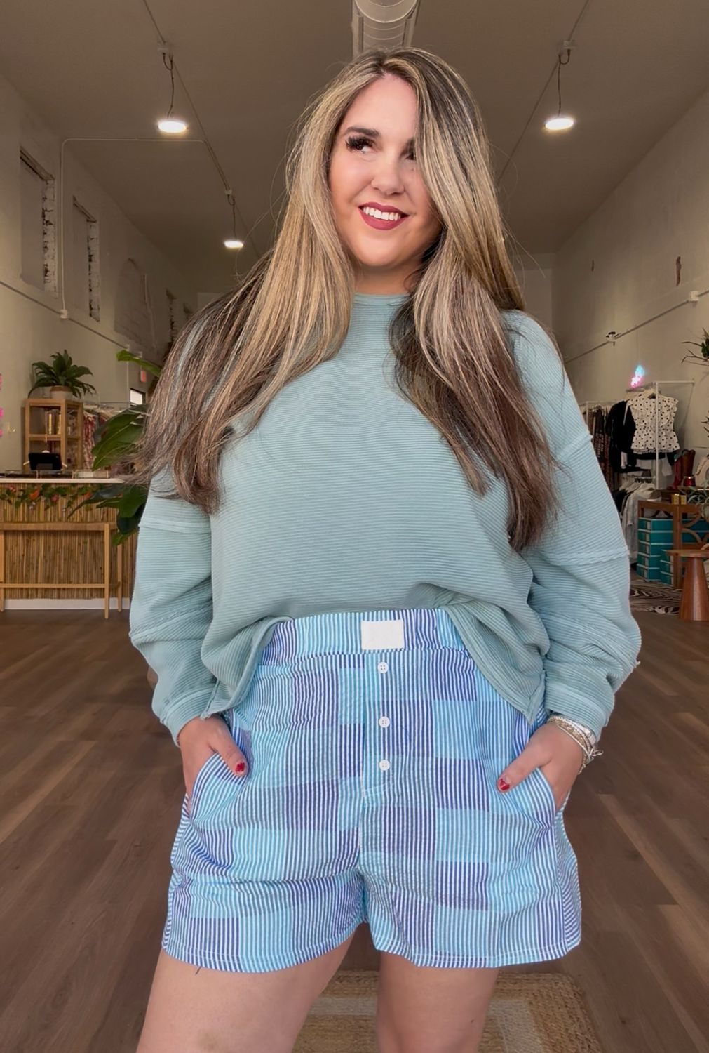 Striped Boxer Shorts, Colour: Blue Mix, Size: Small