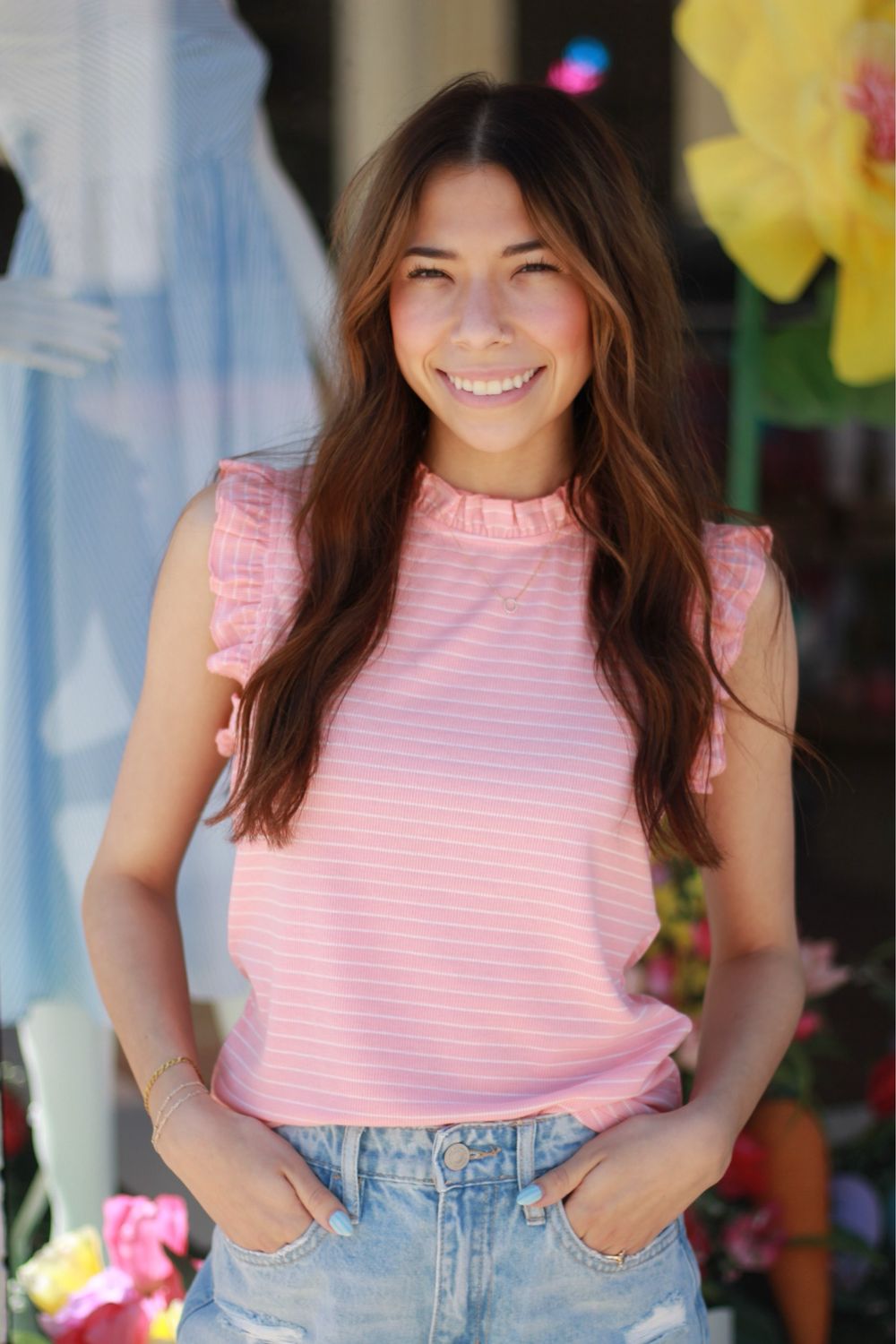 Blush Peach Ruffle Tank
