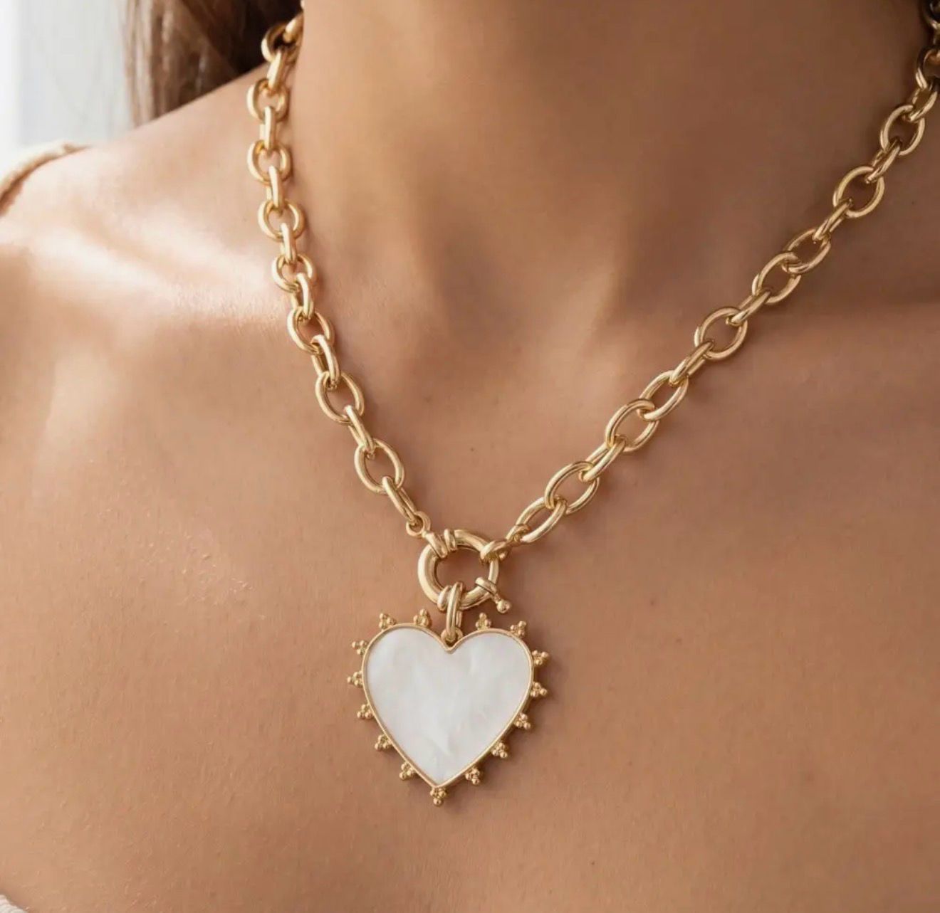Resin Heart Pendant Necklace