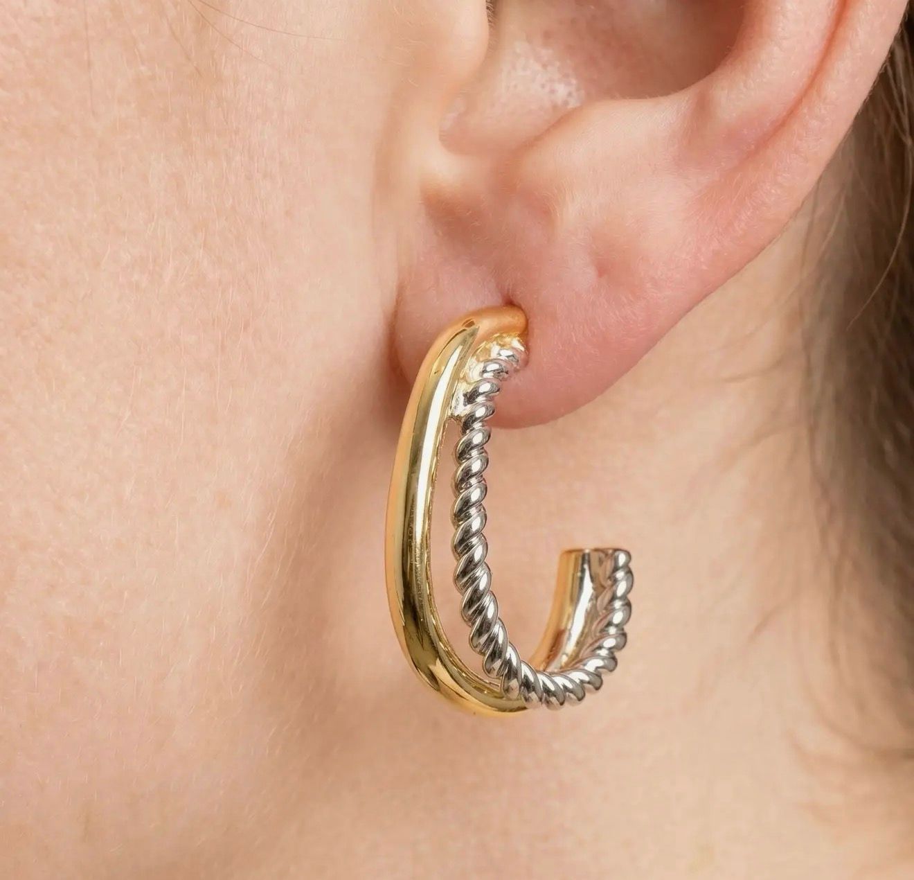 Gold Plated Two Tone Hoop