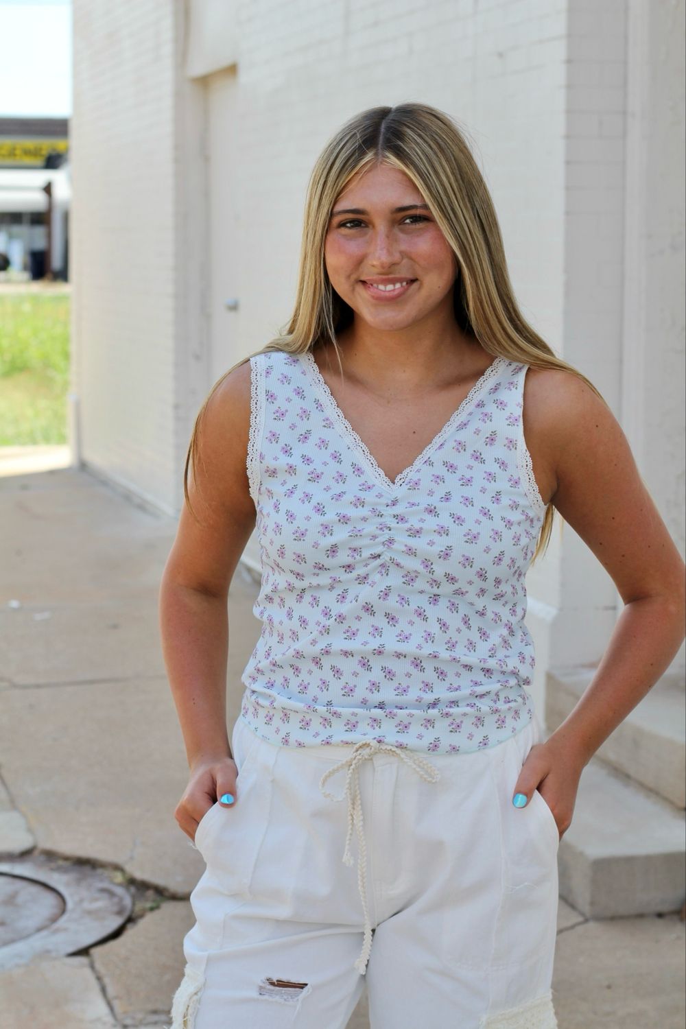 Powder Blue Lace Tank