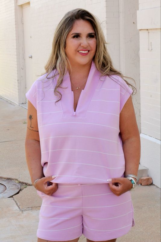 Cloud Stripe Zip Top