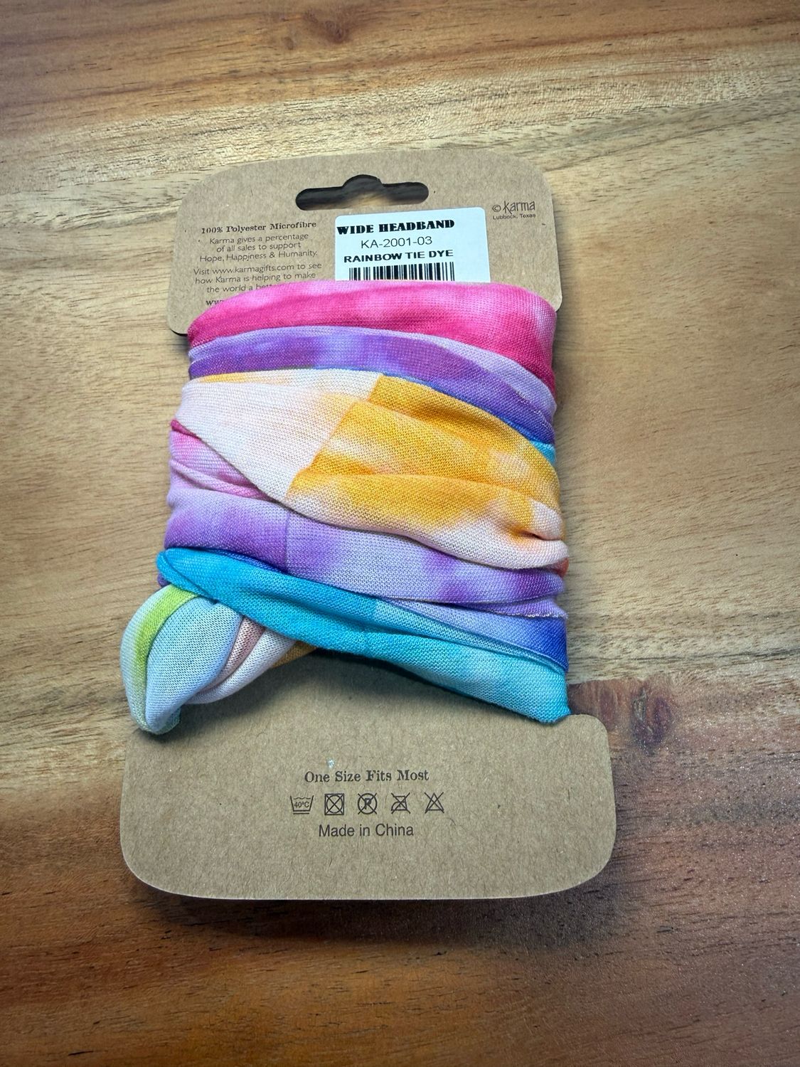Wide Headband, Colour: Rainbow Tiedye