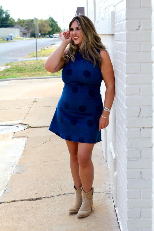 Denim Polka Dot Dress