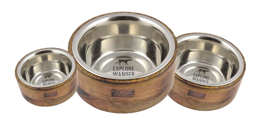 Tall Tails Stainless Steel and Wood Designer Bowl, 1 cup