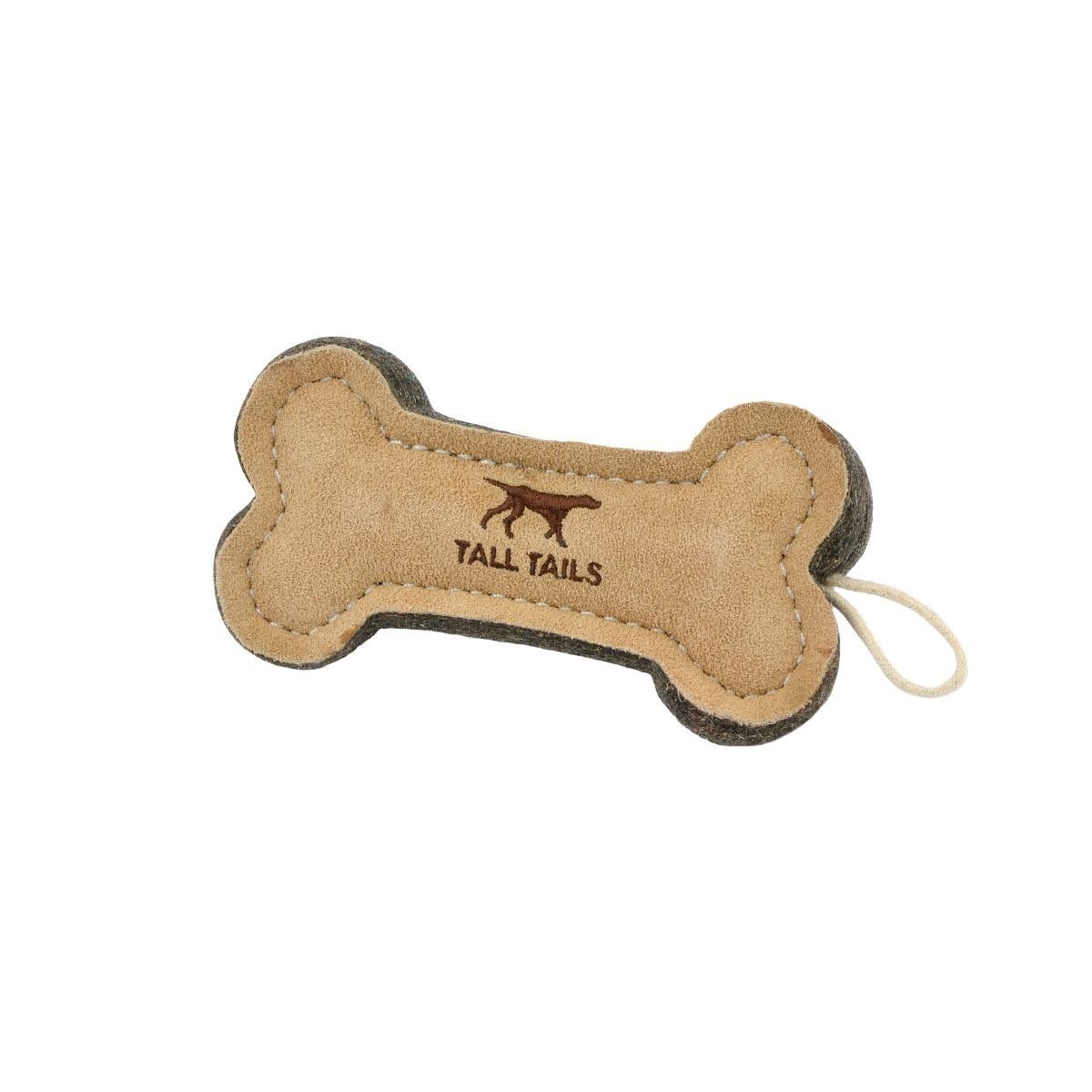 Tall Tails Natural Leather and Wool Bone Toy