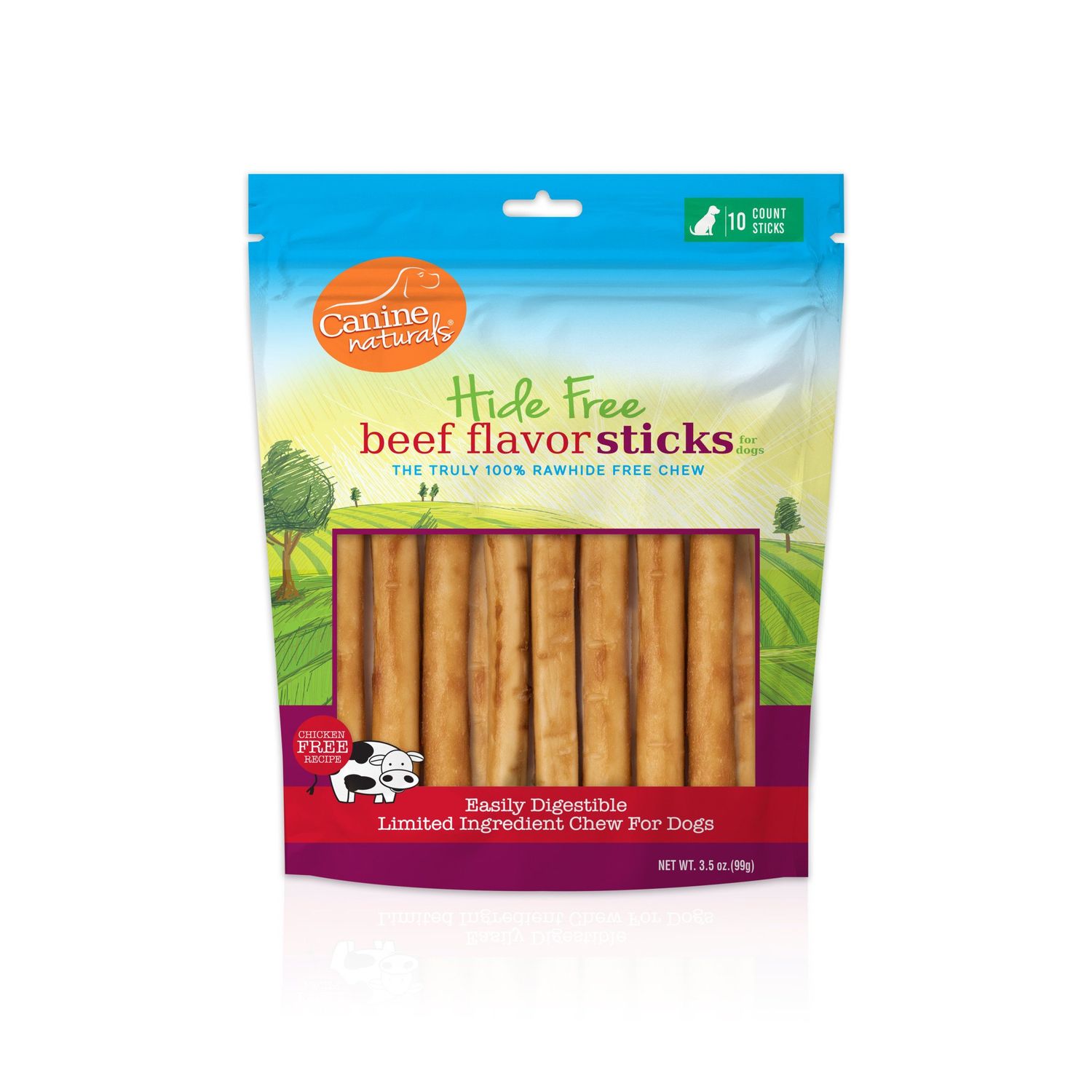 Canine Naturals Hide Free Stick Beef 5&quot; - 10 pk