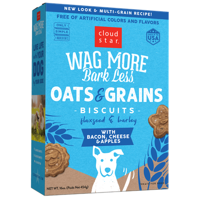 Cloud Star Wag More Bark Less Oats &amp; Grains with Bacon, Cheese &amp; Apples, 16 oz