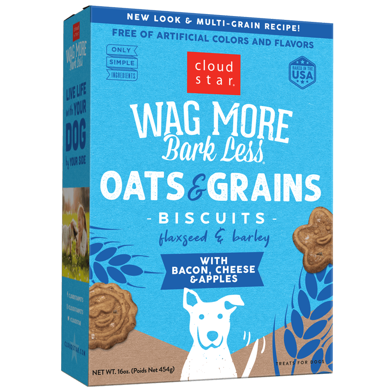 Cloud Star Wag More Bark Less Oats &amp; Grains with Bacon, Cheese &amp; Apples, 16 oz