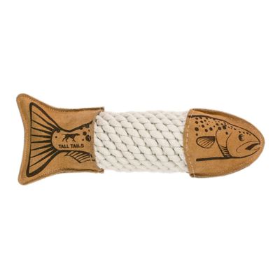 Tall Tails Natural Leather &amp; Rope Trout Toy 15&quot;