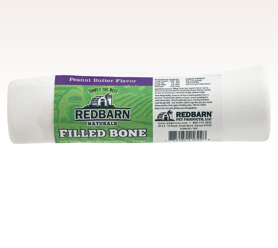 Redbarn Dog Bone Natural Filled Peanut Butter, Large 8oz