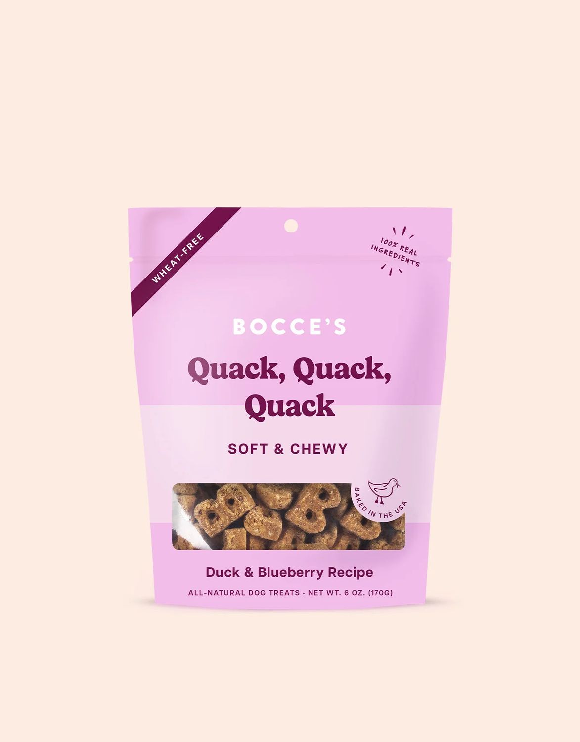 Bocce&#39;s Bakery Soft &amp; Chewy Treats Quack Quack Quack 6oz