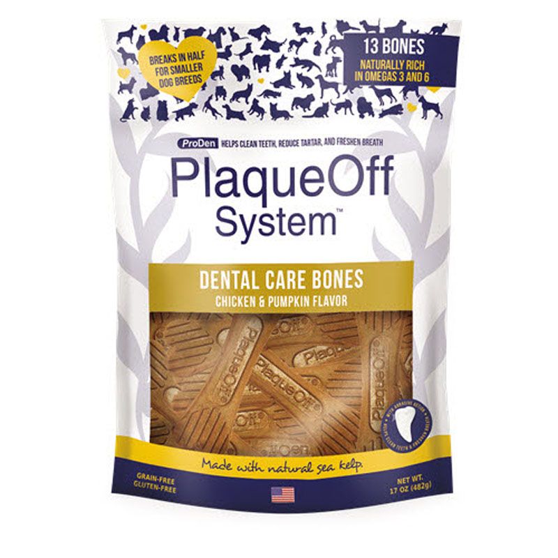 ProDen PlaqueOff Dental Care Bones, 17 oz, Flavor: Chicken/Pumpkin