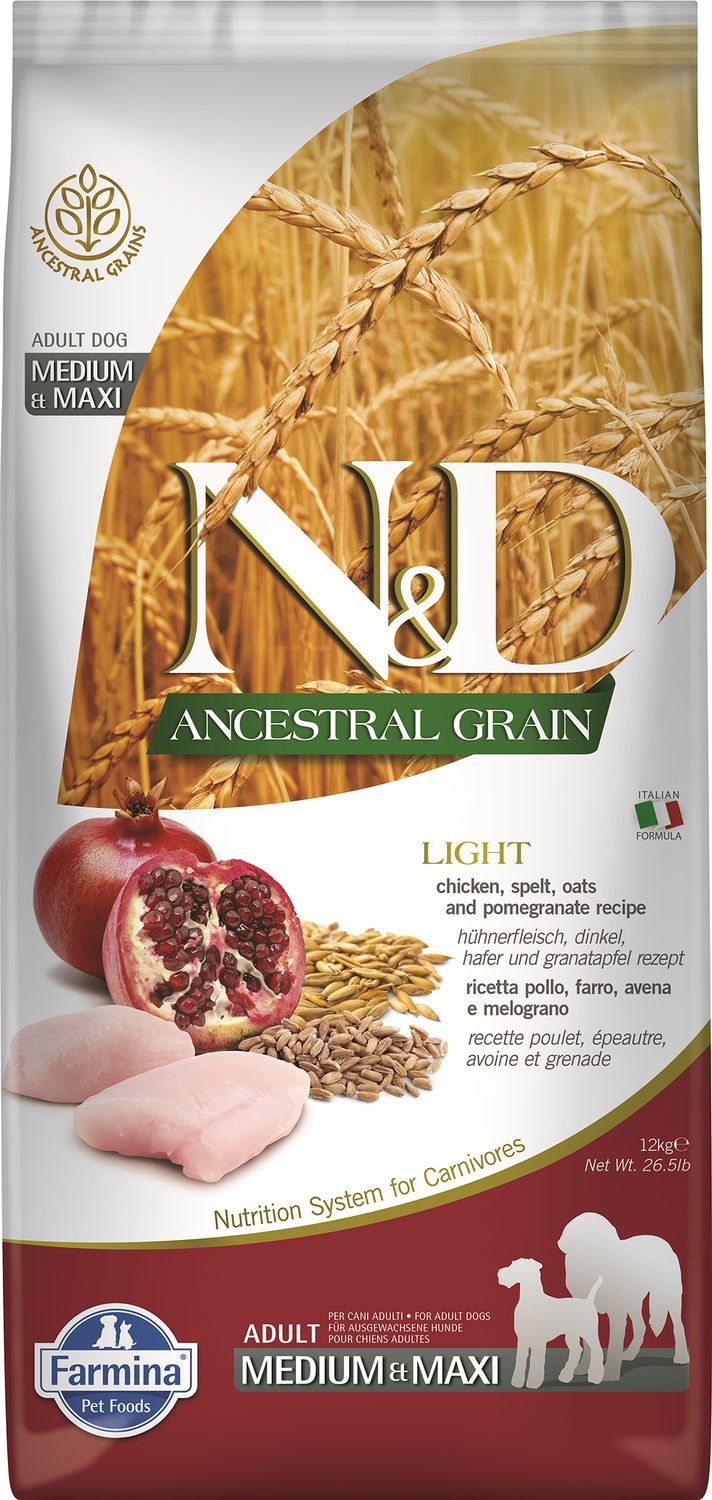 Farmina N&amp;D Ancestral Grain Chicken Pomegranate Light Dog Med &amp; Max 26.4#