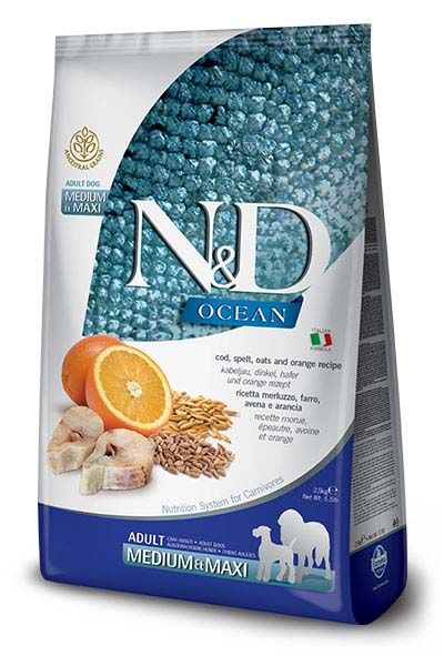 Farmina N&amp;D Ocean Cod Spelt Orange Adult Med &amp; Max 5.5#