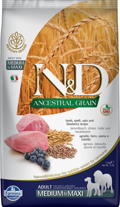 Farmina N&amp;D Ancestral Grain Lamb Blueberry Adult Med &amp; Max 26.4#