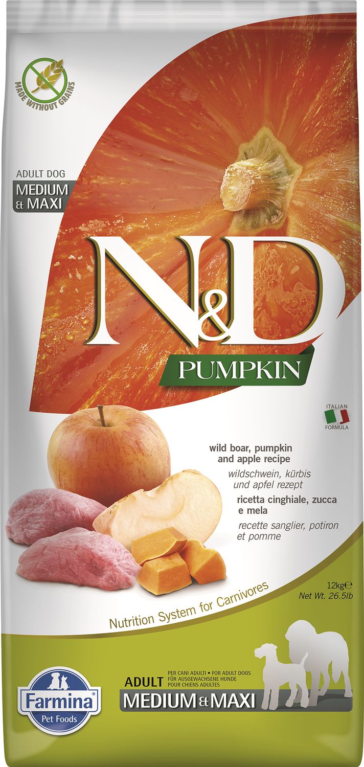Farmina N&amp;D Pumpkin Boar Apple Adult Med &amp; Maxi Grain Free 26.4#