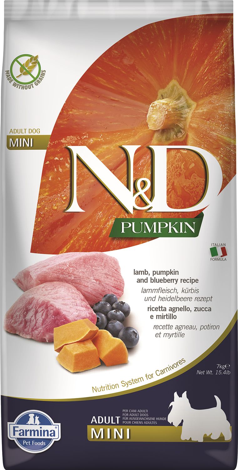 Farmina N&amp;D Pumpkin Lamb Blueberry Adult Mini Grain Free 15.4#