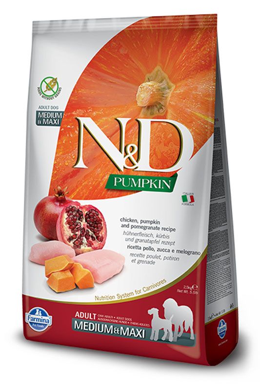 Farmina N&amp;D Pumpkin Chicken Pomegranate Adult Med &amp; Max Grain Free 5.5#