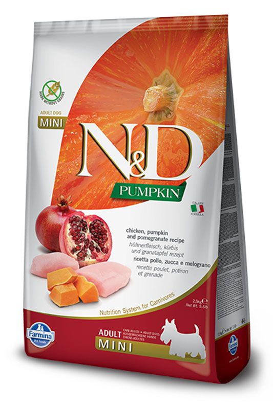 Farmina N&amp;D Pumpkin Chicken Pomegranate Adult Mini Grain Free 5.5#