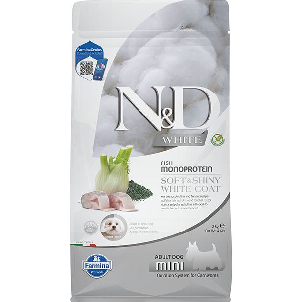 Farmina N&amp;D White Coat Formula Sea Bass Kelp Fennel Adult Mini 4.4#