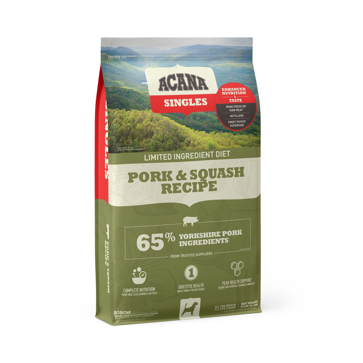 Acana Singles Pork &amp; Squash Grain Free Dry Dog Food 25#