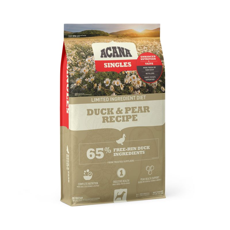 Acana Singles Duck &amp; Pear Grain Free Dry Dog Food 22.5#