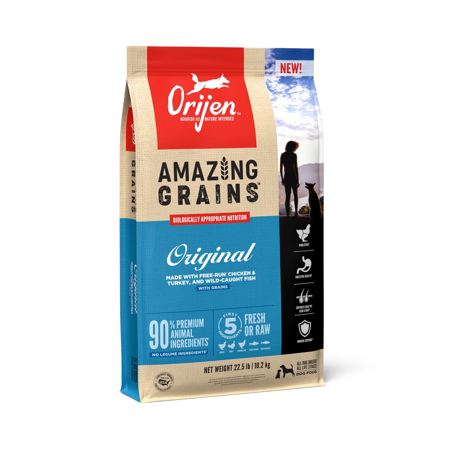 Orijen Amazing Grains, Flavor: Original, Size: 22.5#