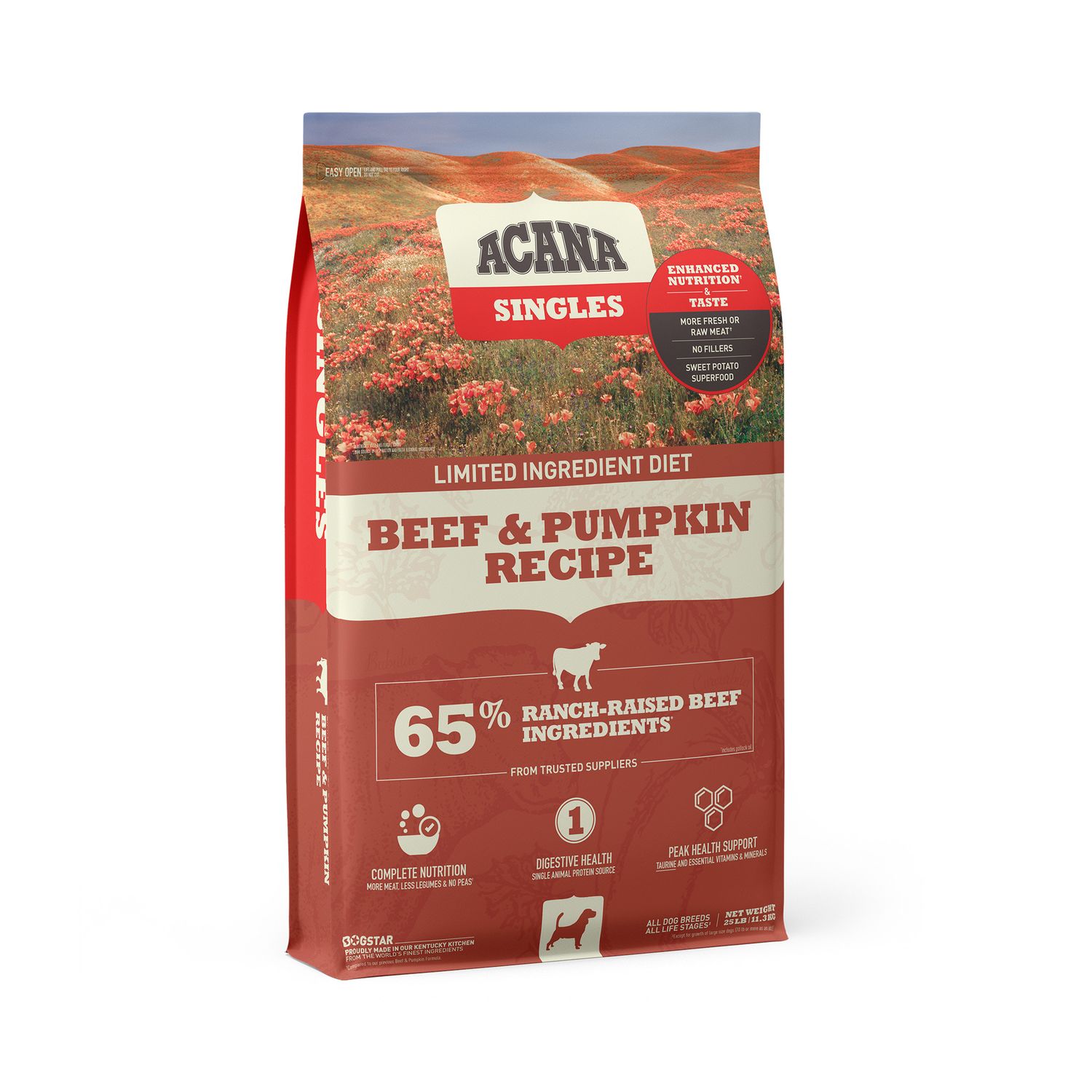 Acana Singles Beef &amp; Pumpkin Grain Free Dry Dog Food 22.5#