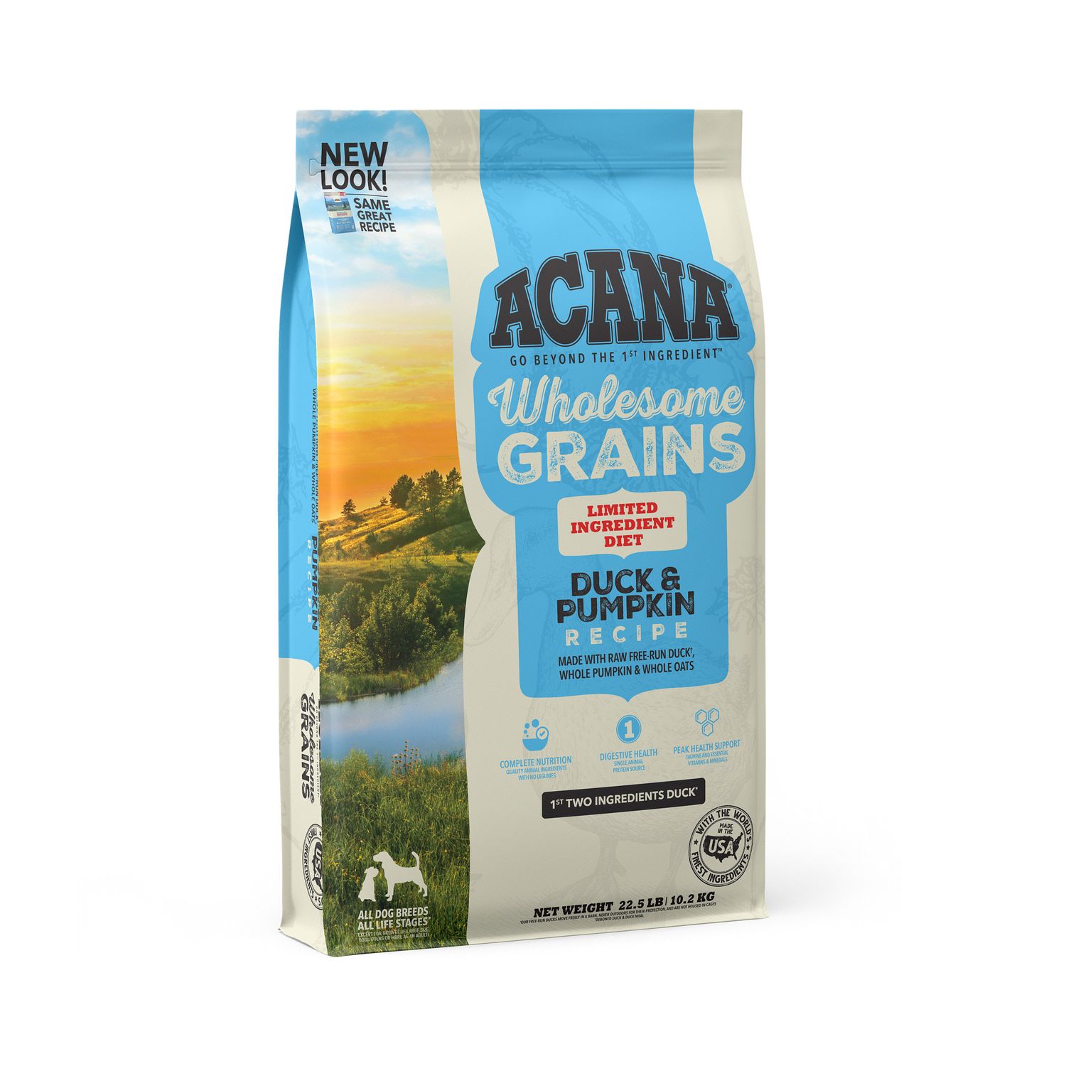 Acana Wholesome Grains Duck &amp; Pumpkin Recipe Dry Dog Food 22.5#