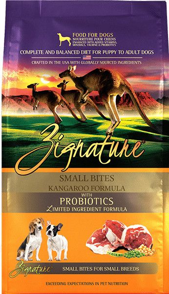 Zignature Kangaroo Formula Small Bites  Grain Free Dry Dog Food 4#