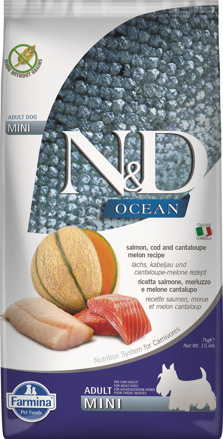 Farmina N&amp;D Ocean Salmon Cod Cantaloupe Adult Mini 15.4#
