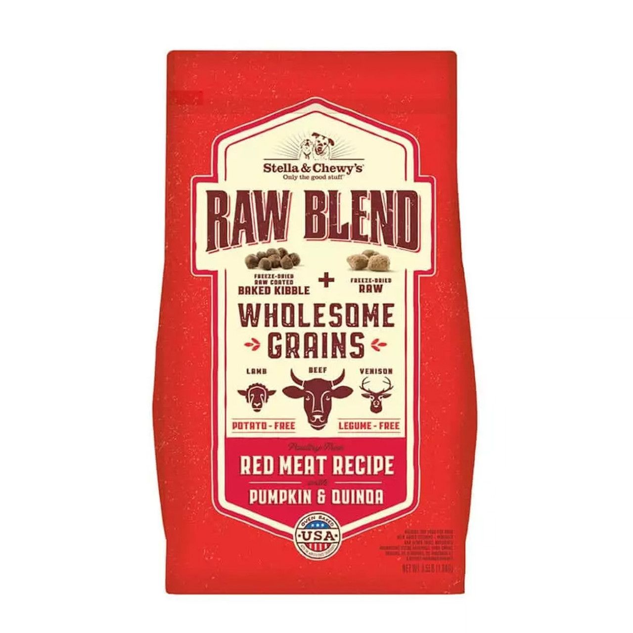 Stella &amp; Chewy’s Wholesome Grain Raw Blend 3.5#, Color: Red Meat, Size: 3.5#