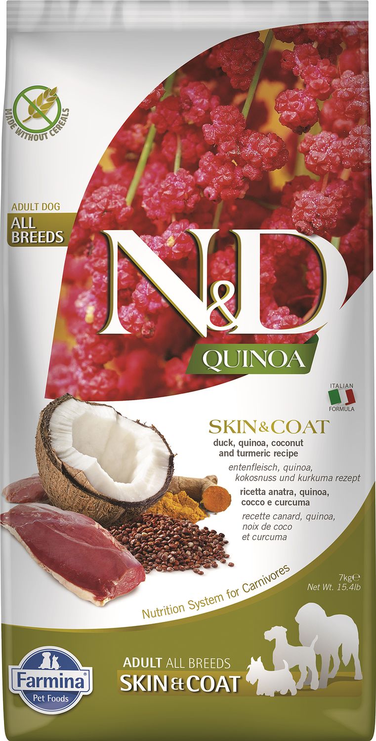 Farmina N&amp;D Quinoa Skin &amp; Coat Duck Coconut Turmeric Adult Grain Free 15.4#