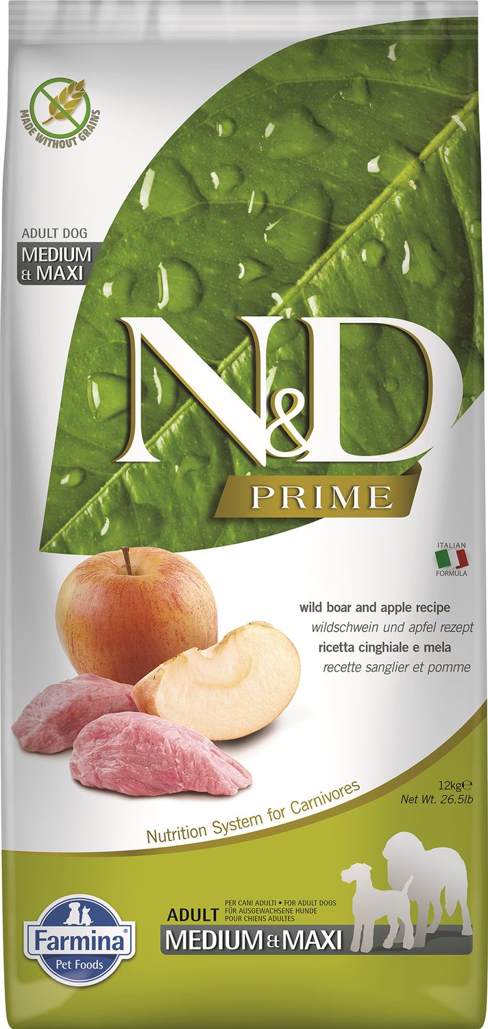 Farmina N&amp;D Prime Boar Apple Adult Med &amp; Max Grain Free 26.4#