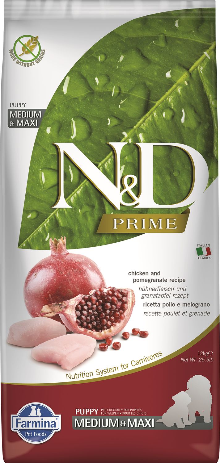 Farmina N&amp;D Prime Chicken Pomegranate Puppy Med &amp; Max Grain Free 26.4#