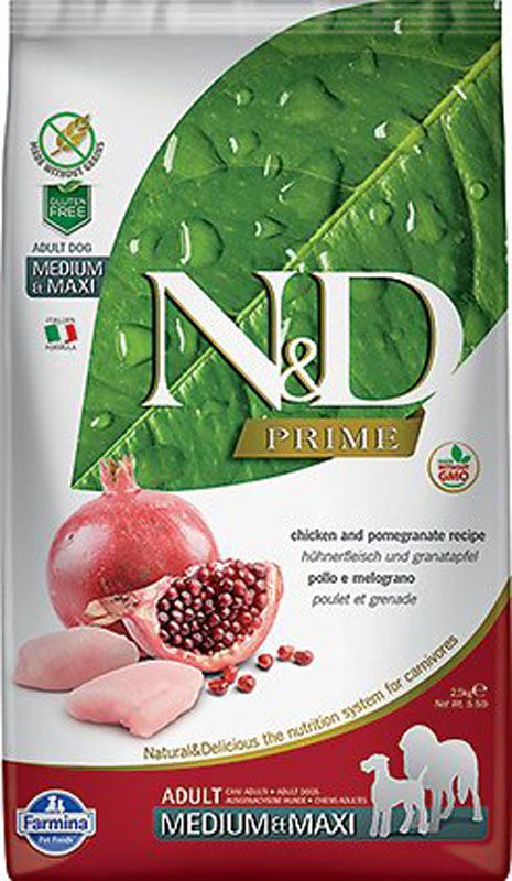 Farmina N&amp;D Prime Chicken Pomegranate Adult Med &amp; Max Grain Free 5.5#