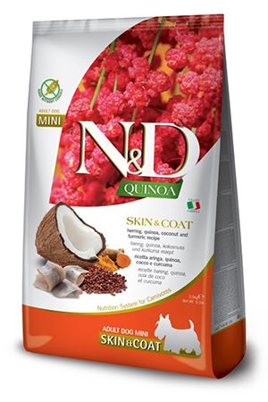 Farmina N&amp;D Quinoa Skin &amp; Coat Herring Coconut Turmeric Adult Mini Grain Free 5.5#